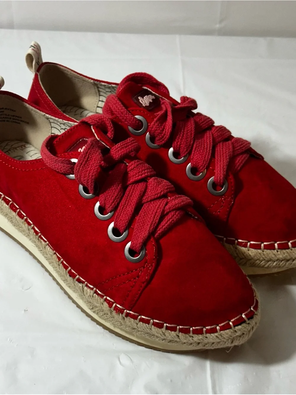 Sugar‎ Red Suede Espadrille Lace-Up Sneakers Size 7.5